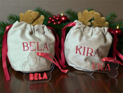 saquitos reno y adorno arbol